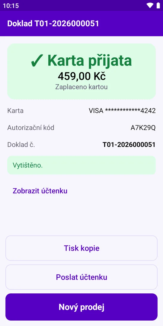 Aplikace KASAPLUS Terminál v platebním terminálu: ceník služeb na dlaždicích