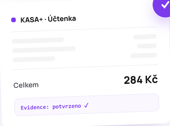 Elektronická účtenka KASA PLUS s potvrzenou evidencí tržby