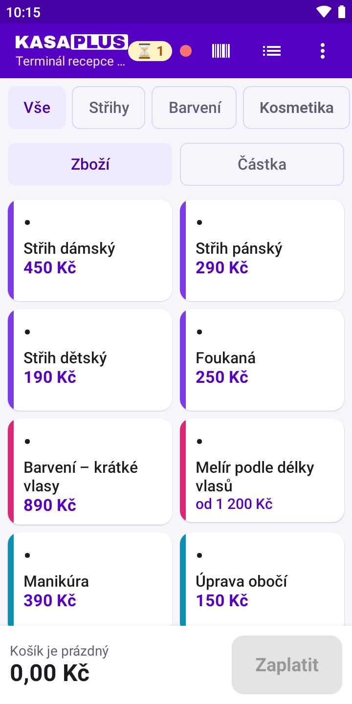 Obrazovka aplikace: Prodej i bez internetu