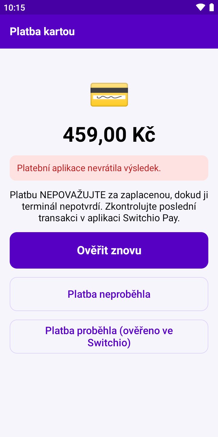 Obrazovka aplikace: Nejistý stav platby: nikdo nezaplatí dvakrát